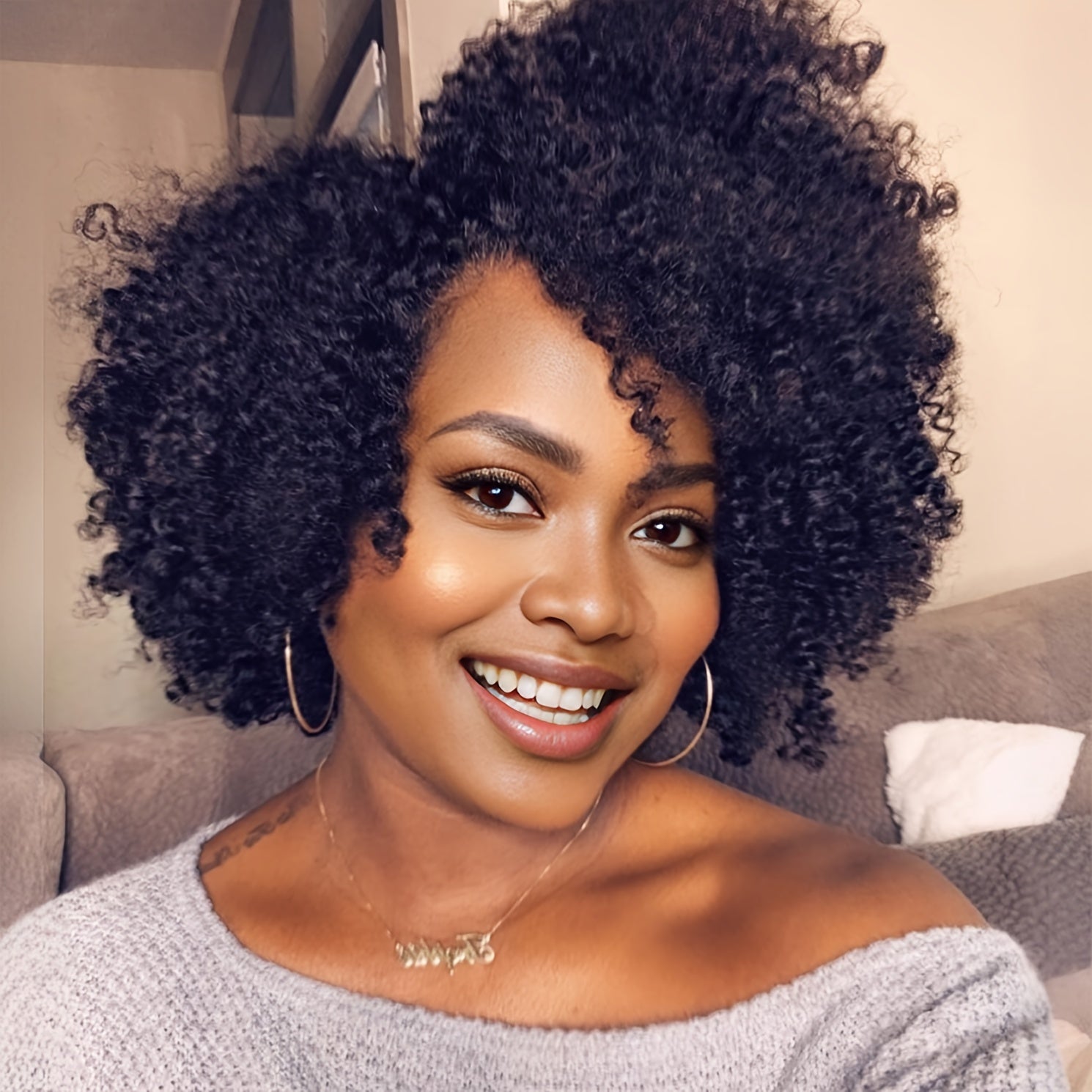 Short Kinky Curly Wigs Side Part Afro Bomb Curly Wig Heat Resistant Fiber Kinky Curly Synthetic Full Wigs For Women 6 Inch